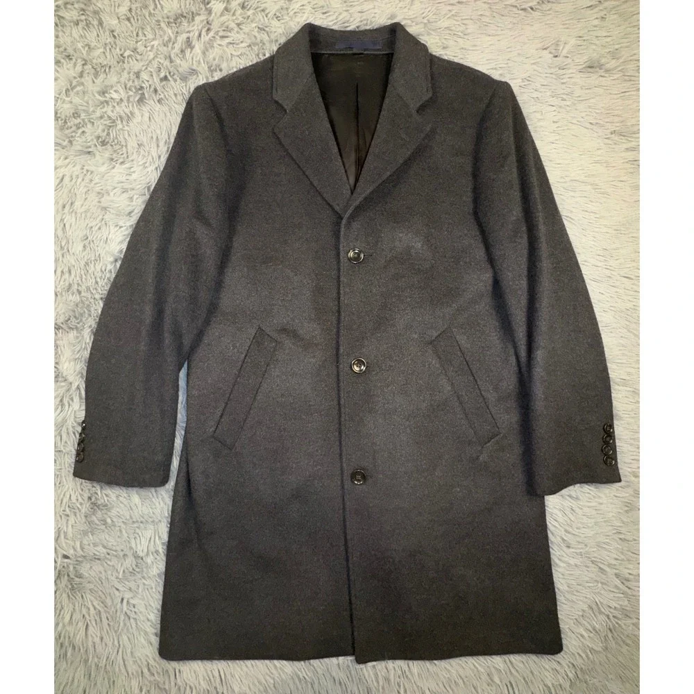 J. Crew Ludlow Charcoal Wool Cashmere Blend Topcoat Overcoat Men's 40S Long Coat